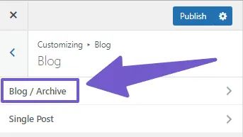select blog and archive tab there