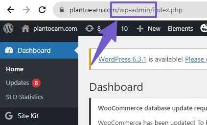 wordpress login url in the address bar when logged in