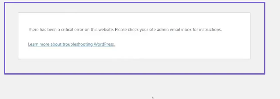 wordpress recovery mode error preview