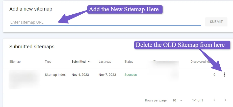 add new sitemap in google search console after doing 301 redirects