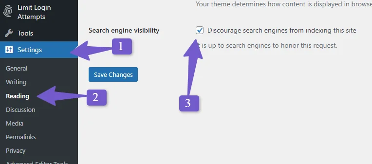 discourage search engine from indexing the content of wordpress site option