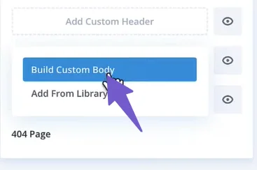 select the custom build option in divi