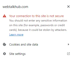 website not secure error preview