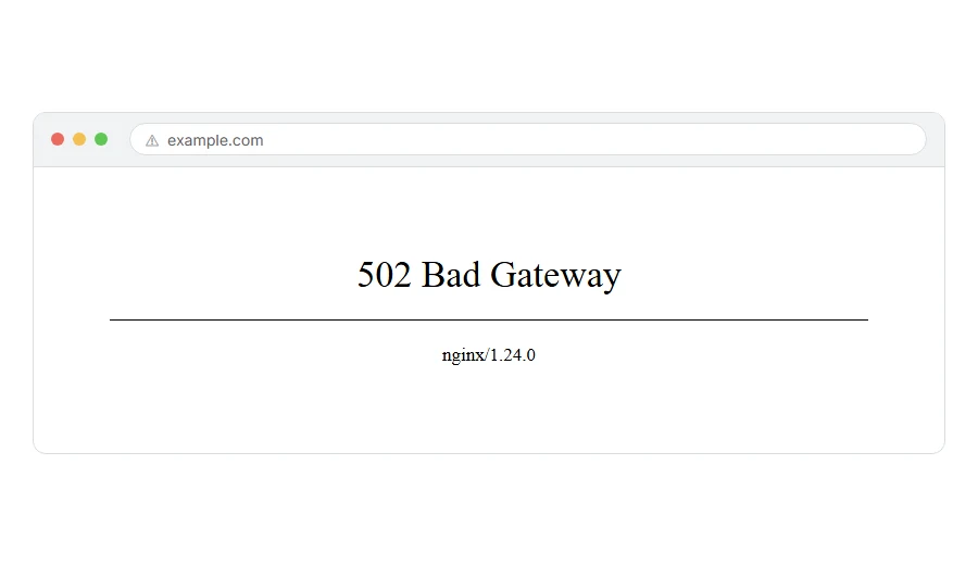 What 502 Bad Gateway: What It Means and How to Fix It looks like in the browser