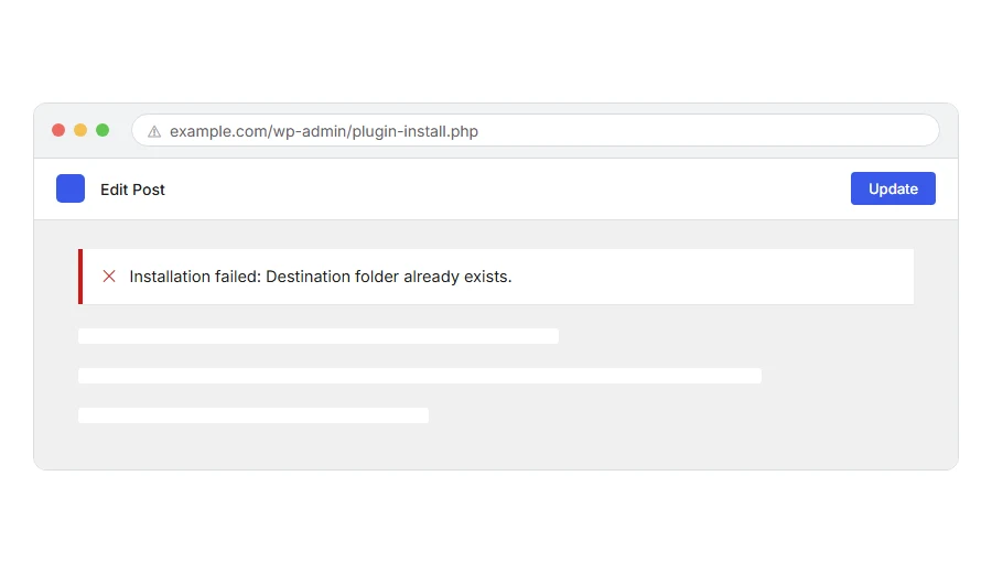 What Destination Folder Already Exists: How to Fix It looks like in the browser