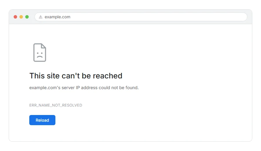 What ERR_NAME_NOT_RESOLVED: What It Means and How to Fix It looks like in the browser