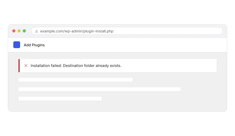 What Destination Folder Already Exists: How to Fix It looks like in the browser