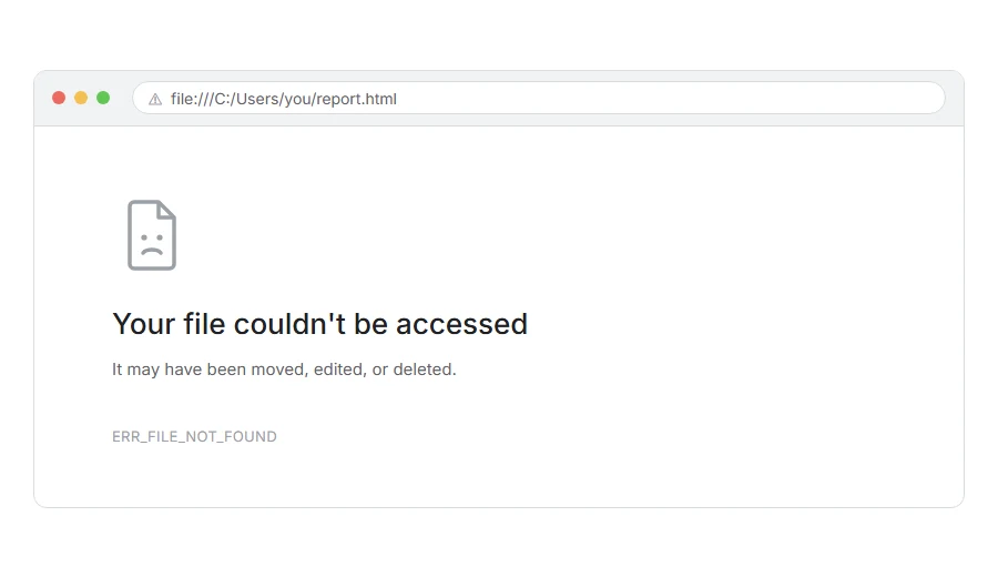 What ERR_FILE_NOT_FOUND: What It Means and How to Fix It looks like in the browser